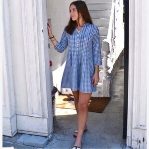 Madison Mathews Juliette Blue Gingham Cotton Dress Size Small.  16